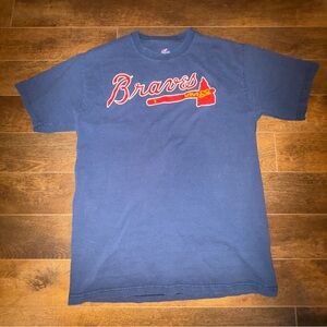 Men’s 00s Navy Blue Atlanta Braves Logo T shirt Sz Medium